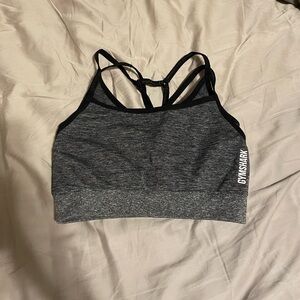 Gymshark Gray and Black Sports Bra Moisture-Wicking Racerback